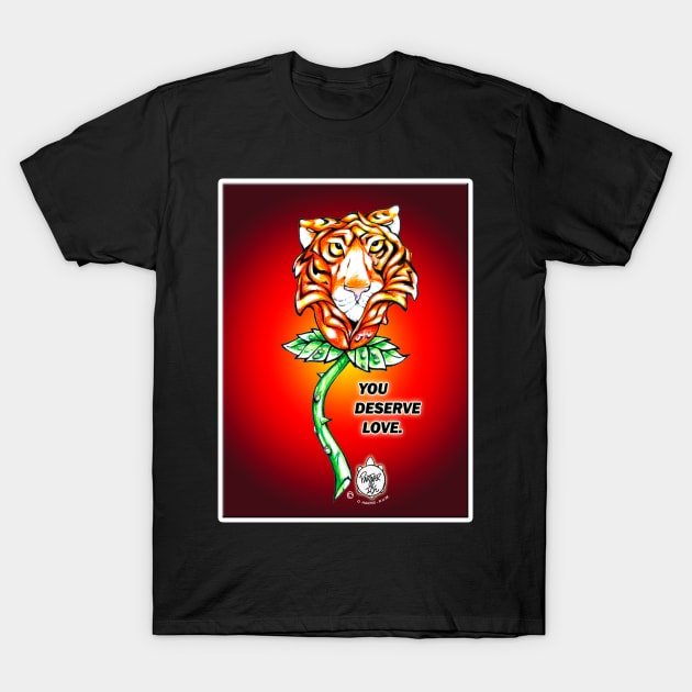 TIGER ROSE {RED BACKGROUND) T-Shirt by DHARRIS68